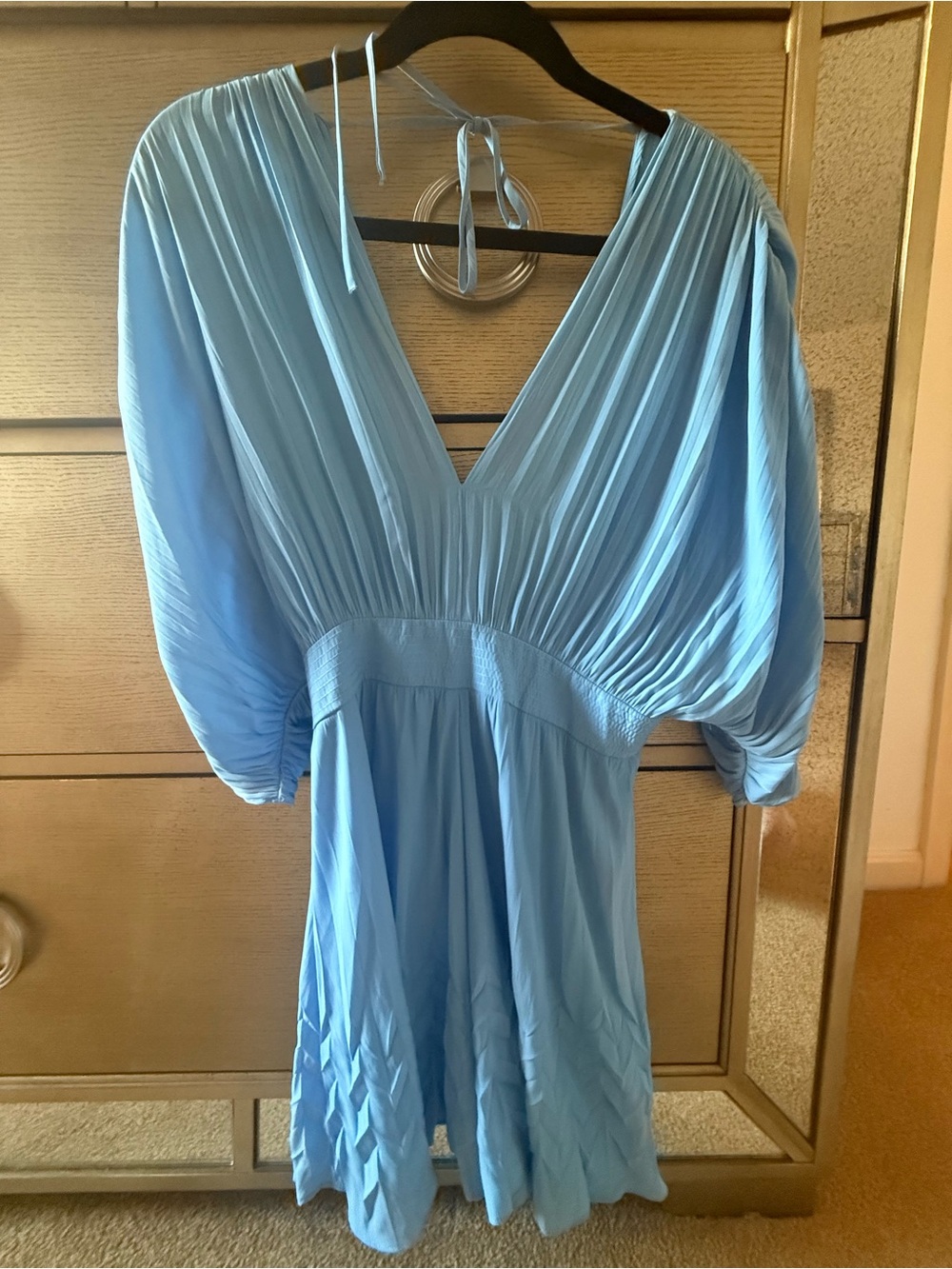 Ramy Brook Light Blue Pleated V-Neck Romper